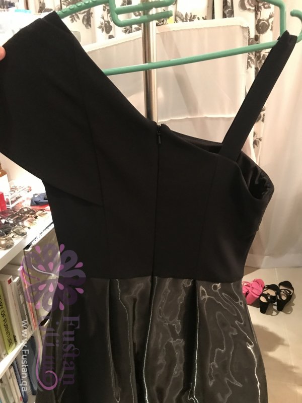 Black One Shoulder Midi Dress