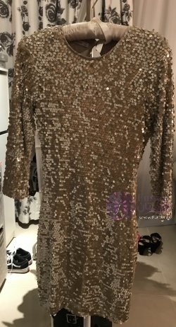 Gold Sequins Midi Dress 