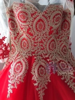 فستان عروس خطوبة احمر جديد 