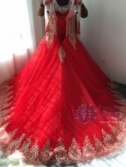 فستان عروس خطوبة احمر جديد 